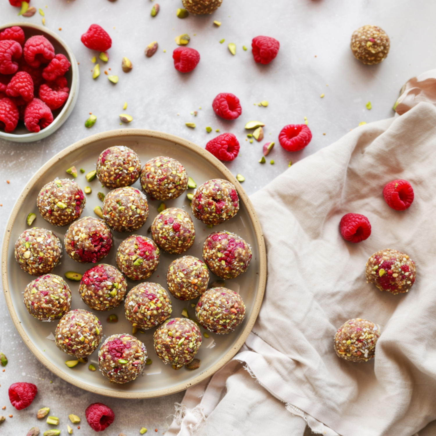 Energy-balls I Framboise & Pistache 💕 💚
