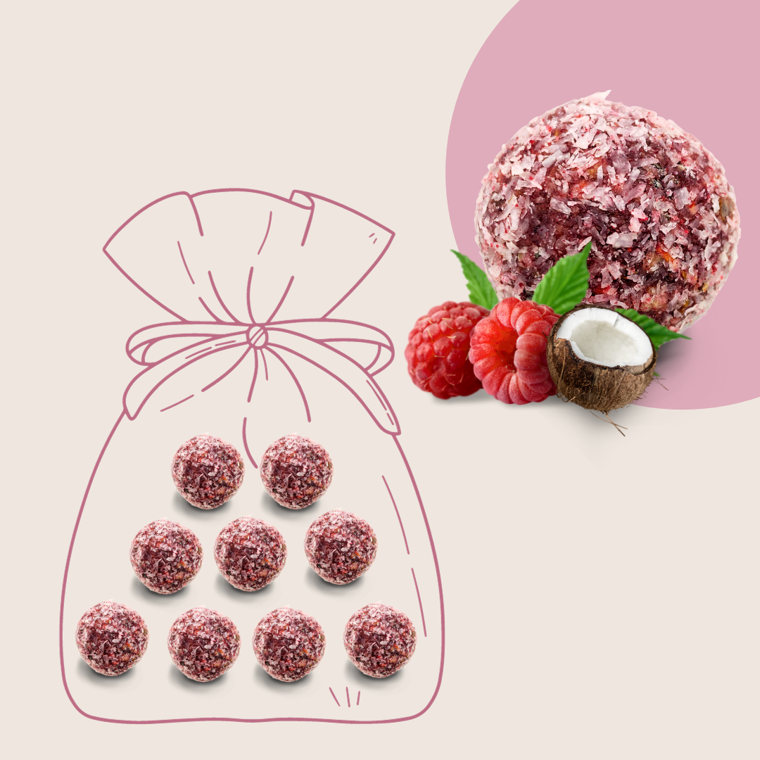 ORGANIC ENERGY-BALLS - BULK - RASPBERRY COCONUT - 250G